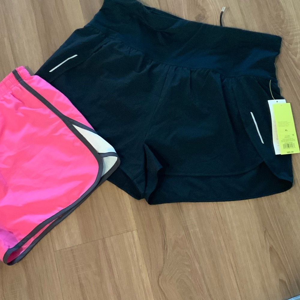 Women’s Black Athletic Shorts with Hot Pink Liner